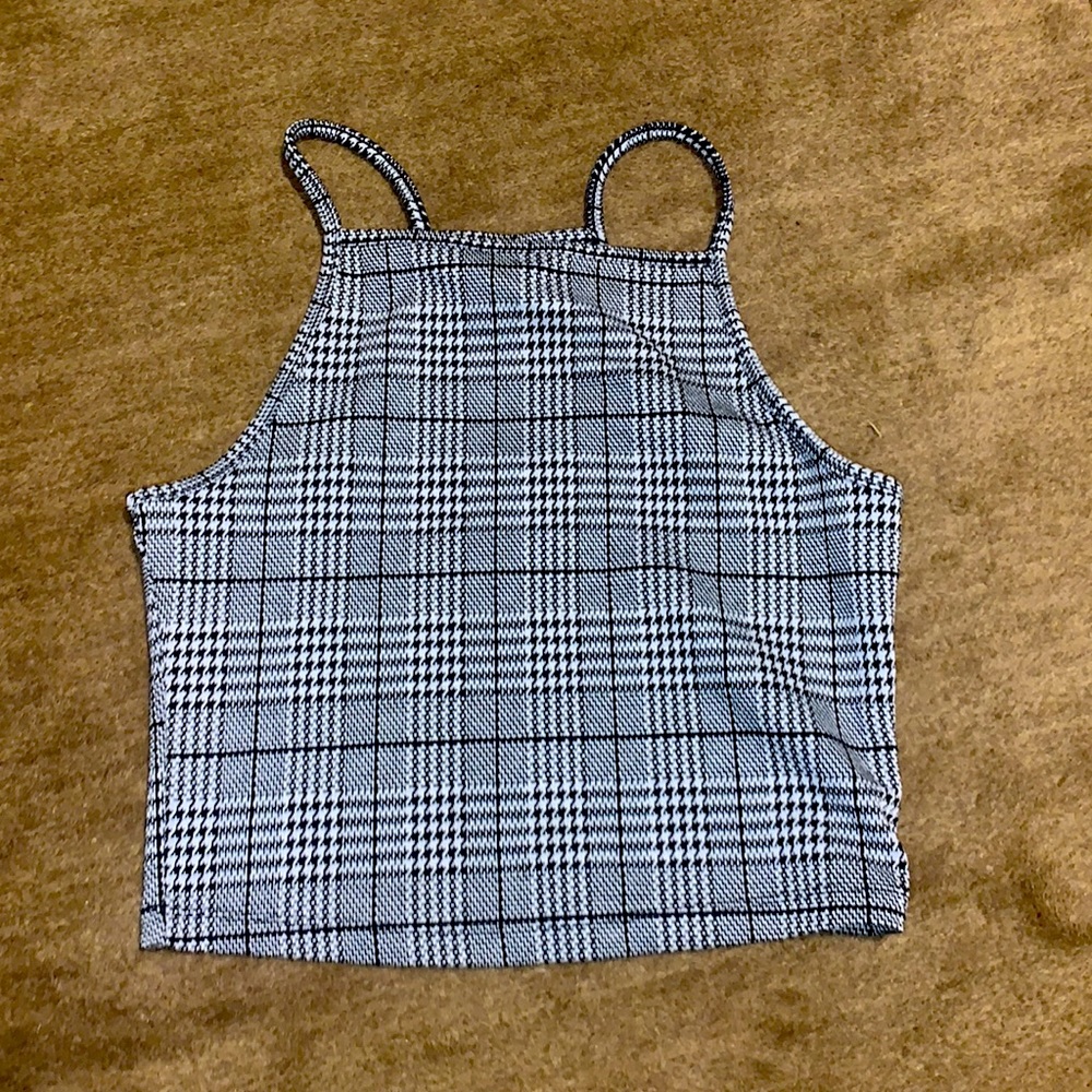 H&M Divided Black And White Checkered Tank Top Size Small